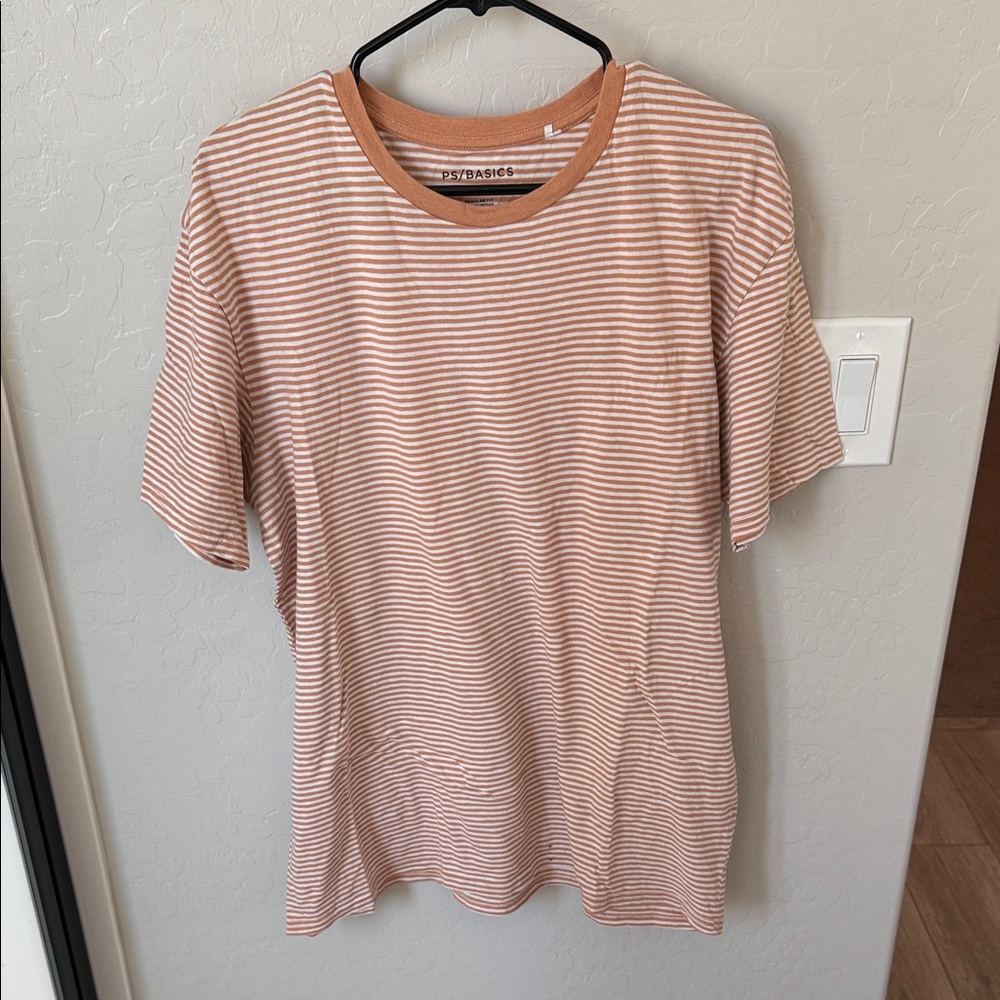 PacSun Tan and White Striped Short Sleeve Tee